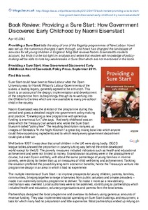 Providing a Sure Start: How Government Discovered Early Childhood Naomi Eisenstadt