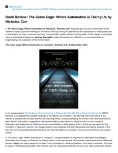 rekruut lokaal Samengesteld Book review: the glass cage: where automation is taking us by Nicholas Carr  - LSE Research Online