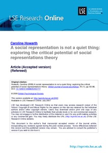 A social representation is not a quiet thing: exploring the critical ...