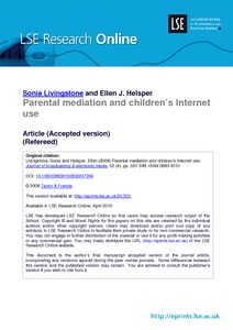 Parental mediation and children’s Internet use - LSE Research Online