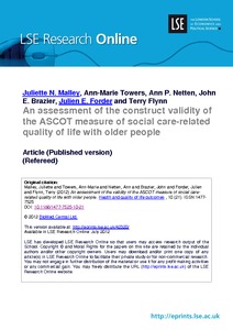 An assessment of the validity of the ASCOT measure of social care ...